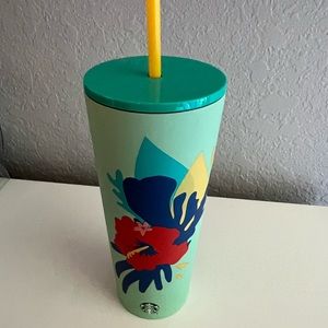 Starbucks teal hibiscus SS tumbler